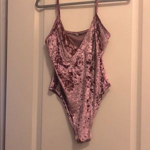 Pink Suede Bodysuit
